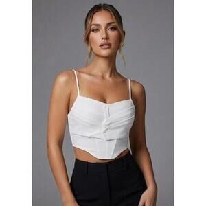 Elodie Corset Crop Top Tank Top Cami White Sz Small